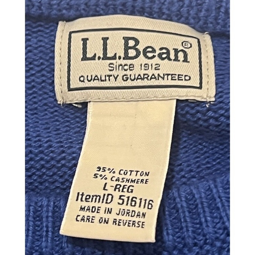 LL‎ Bean Sweater Mens L Blue Cashmere Cotton Blend Knit Pullover 516116 - Picture 9 of 9